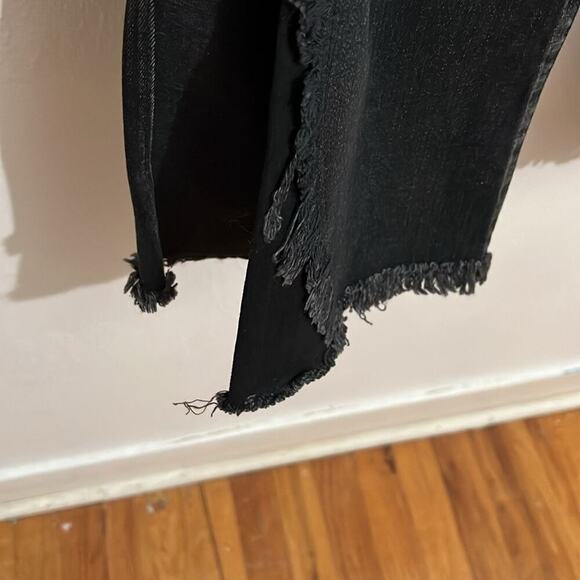 Authentic Moussy VTG Jeans 28 Black High Rise Straight Leg Raw Edge Distressed - Picture 4 of 9